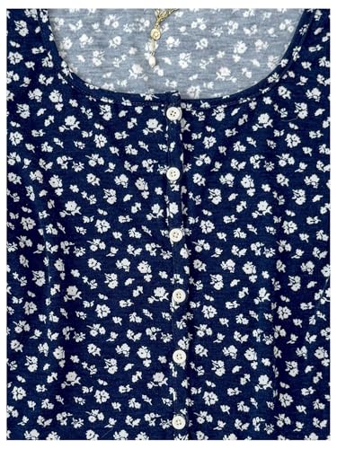 Girl's Button Down Floral Shirts Short Sleeve Scoop Neck Crop Tops Cute Summer T Shirt4