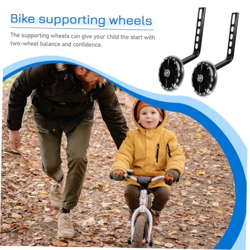 Juego de Ruedas de Entrenamiento Ajustables PRETYZOOM para Bicicletas con Ruedas Auxiliares Resistentes al Desgaste y Destello Negro de 4 Piezas para Niños miniatura 7