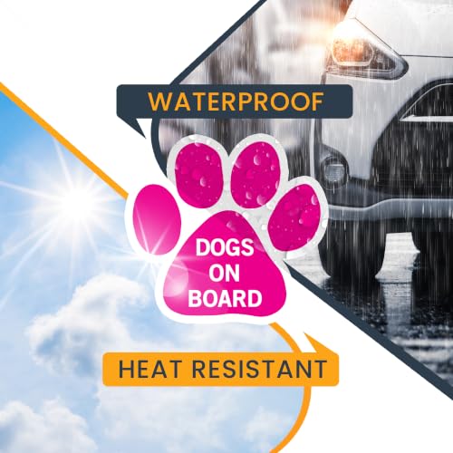 Image of Dogs on Board Pink Pawprint Car Magnet 5 Inch 2 Pack, Dog Lover Gift