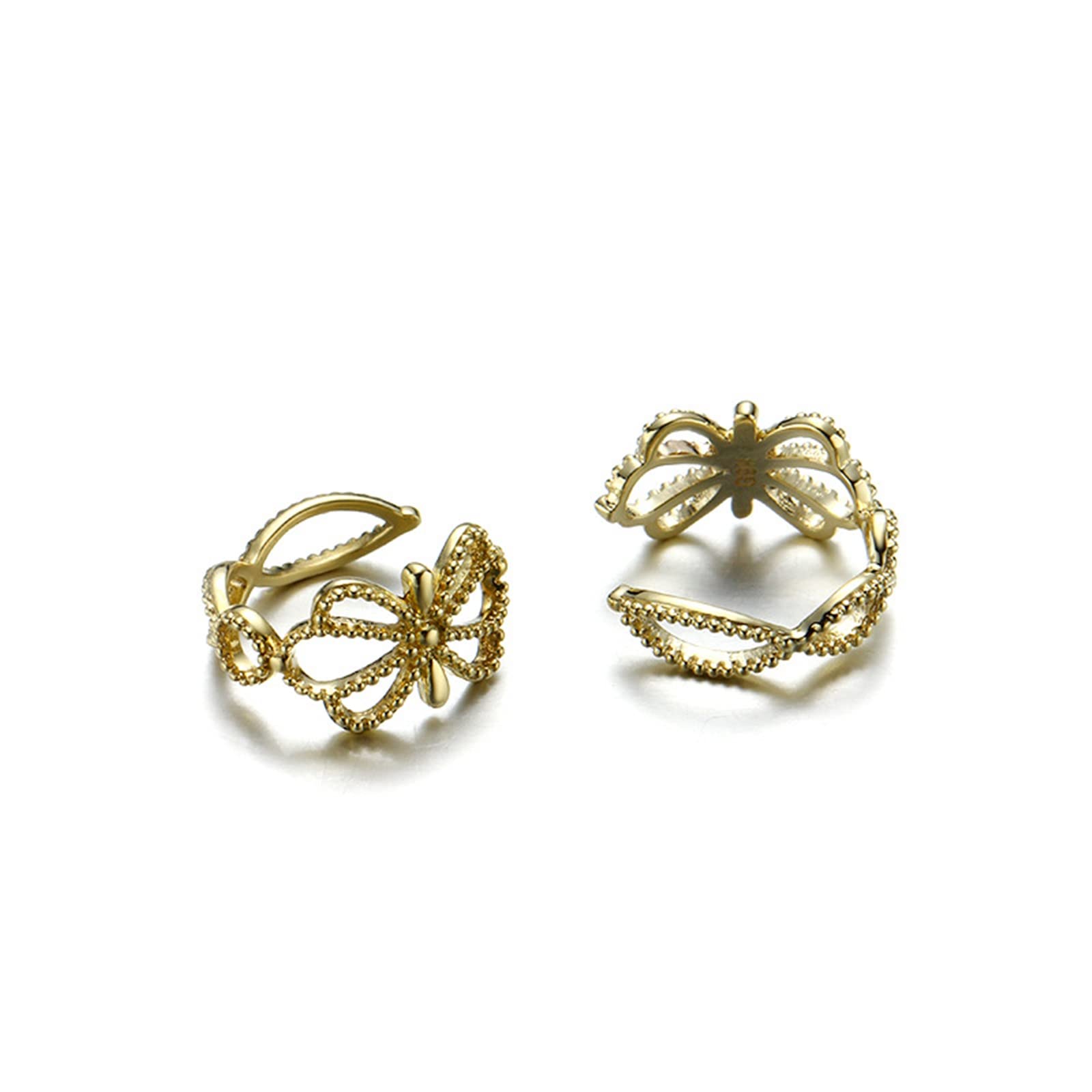 Modeschmuck Ohrringe, 18 Karat Gelbgold Hohle Blumen-Ohrmanschette Ear Cuff für Damen