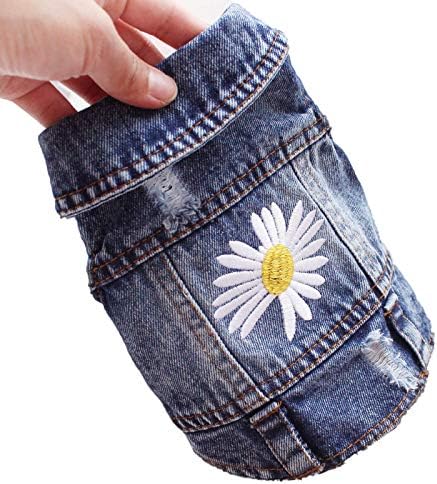 Pet Clothes Jeans Jacket Cool Puppy Denim Shirts for Small Medium Dogs Cats Lapel Vests Vintage Washed Clothes Scratch Design Coat