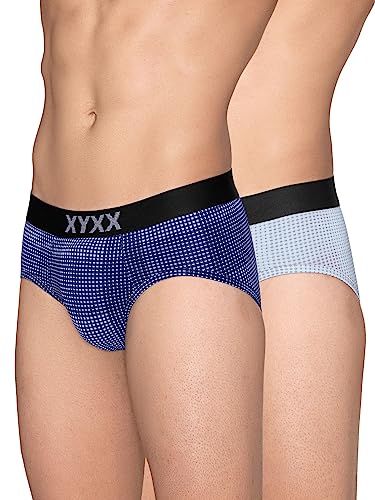 Image of XYXX Men's Blox Tencel Micromodal Regular Fit Printed Antimicrobial Briefs with No Marks Waistband (Pack of 2)