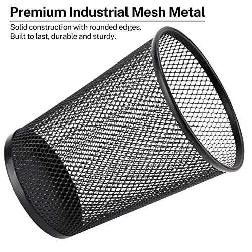 Maxgear Pen Holder For Desk, Premium Mesh Metal Pencil Holder Pen Cup Marker Holder Makeup Brush Holders, Desk Accessories & Workspace Organizers For Home, School & Office, Black, 5.4’’ Venti, 2 Pack #TOP3