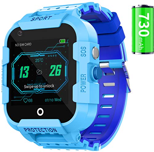 GPS Tracker Uhr Kinder Mädchen Telefon Kids Smartwatch SOS Wecker 4G SMS Digitalkamera Haltbar Batterie Touchscreen Wasserdicht