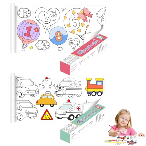 XIATIAN 2 Stück Schneidbare Malrolle für Kinder Papierrolle Malen Kinder 30x300 cm Zeichnungsrolle für Kinders Selbstklebend Malpapier Malrolle Ideal für Wand Coloring Set für Geschenk (C)