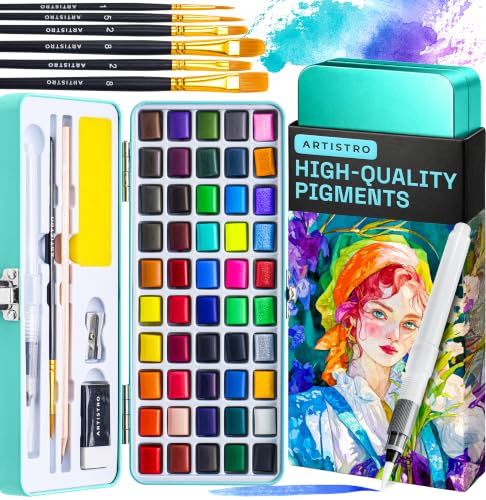 Image of ARTISTRO Watercolor Paint Set - Travel Art Kit - 50 Colors