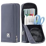 OMNGE Big Capacity Pencil Case Standing Pencil Pen Case High-standard Canvas Pen Holder Supplies for Office College School Girl Boy Men Women (Deep grey)