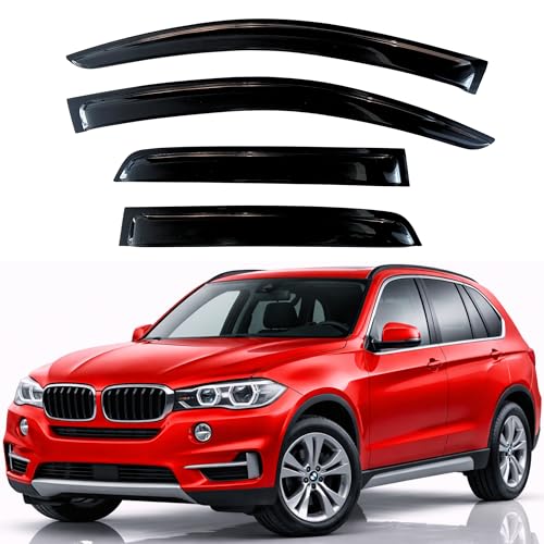 Image of KPY Rain Guards Fit for 2007-2018 BMW X5, Out-Channel Window Visors Vent Wind Deflectors 4PC, Car Accessories for 07-18 BMW X5