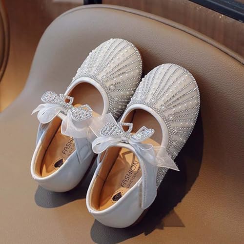 Sparkly Princess Ballet Flats with Pearls | Toddler Girl's Wedding & Party Shoes | Glitter Ankle Strap Slippers for Flower Girls3