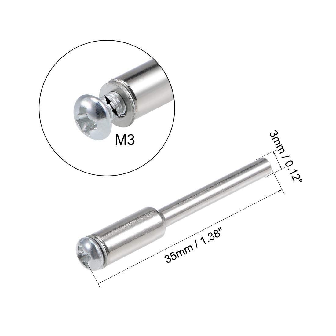 Sourcing map Mandril de tornillo de rueda de corte de 3 mm, Soporte de disco de 10 unidades