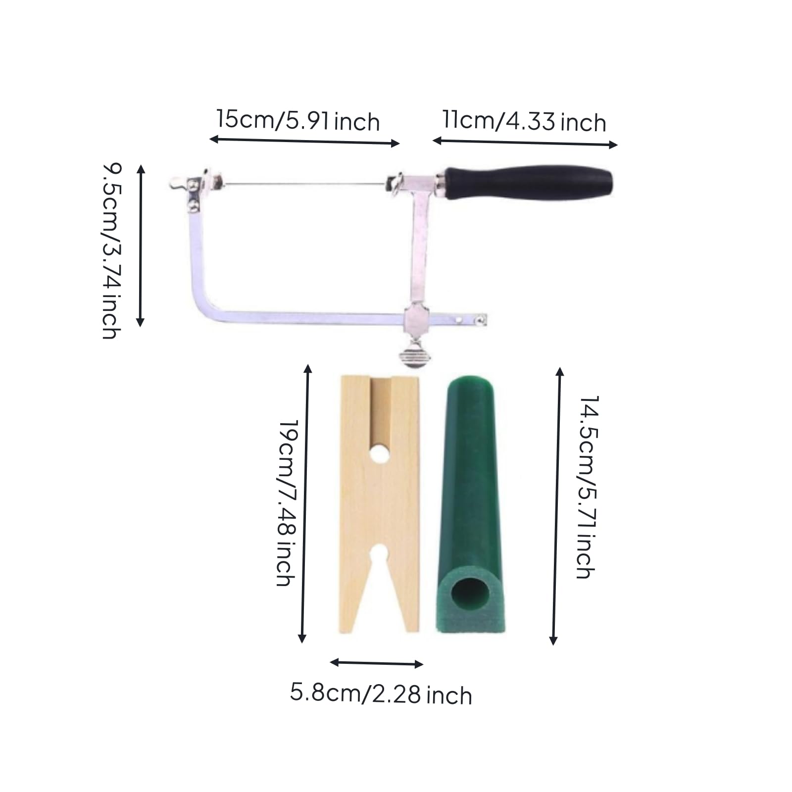 Crafting Equipment Set per Lavorazione Anelli con Archetto Seghetto Robusto Misuratore Circolare Asta Verde Calibro Metallo Morsetto Fascia Blocco