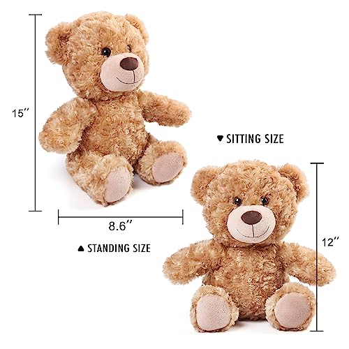 Benben Brown Teddy Bear Stuffed Animal, 15 Inch Cute Shaggy Stuffed Bear Plush Toy, Baby Shower Decoration, Valentines' Day Birthday Gift For Kids Girls Boys #TOP1