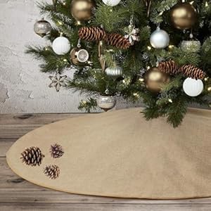 Burlap tree skirt 48 inches large jute linen spring easter tree decorations ornaments brown fall christmas tree mats farmhouse rustic countryside thanksgiving day neutral boho tree decor  urban country home decor