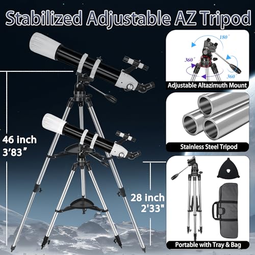 undefined Telescope, 90mm Aperture 900mm Astronomical Refractor Telescope for Adults High Powered - Multi-Coated Professional Telescopes for Astronomy Beginners with AZ Mount, Portable Carry Bag, Phone Adapter の商品画像 4