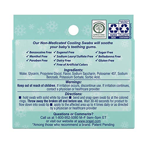 Orajel Baby Daytime Cooling Swabs for Teething, Drug-Free, 1 Pediatrician Recommended Brand for Teething*, 12 Swabs in Carrying Case(Packing May Vary) - Image 3