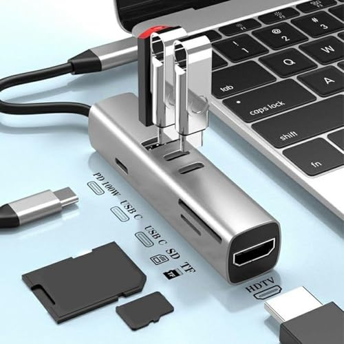Image of USB C Hub 7-in-1, Multiport Adapter with 4K HDMI, 100W PD Charging, SD /TF Card Reader, 1 USB-A 3 .0 and 2 USB-C 2.0 Data Transfer Ports for Ma /Book Pro /Air, 1P.ad Pro, Laptop, XPS (TYS-7HD-2C)