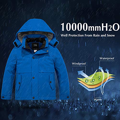 Zshow Boy's Winter Coat Windbproof Waterproof Ski Jacket Hooded Fleece Snow Parka(Blue,10-12) #TOP3