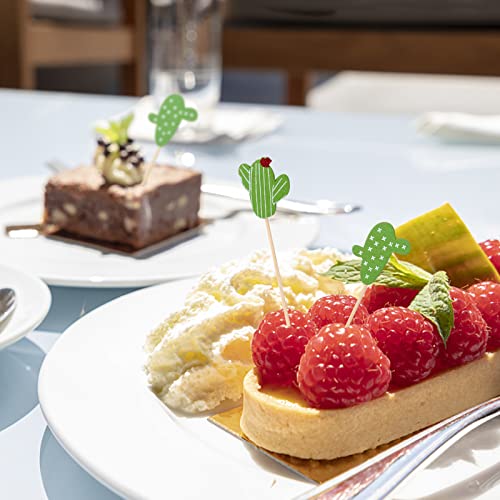 Beupy 200 Pieces Cute Cocktail Picks For Drinks Wooden Cactus Shaped Fruit Picks Cake Topper Mini Snack Picks 4.7 Inch Food Picks Appetizer Picks For Party Cake Decorations #TOP4