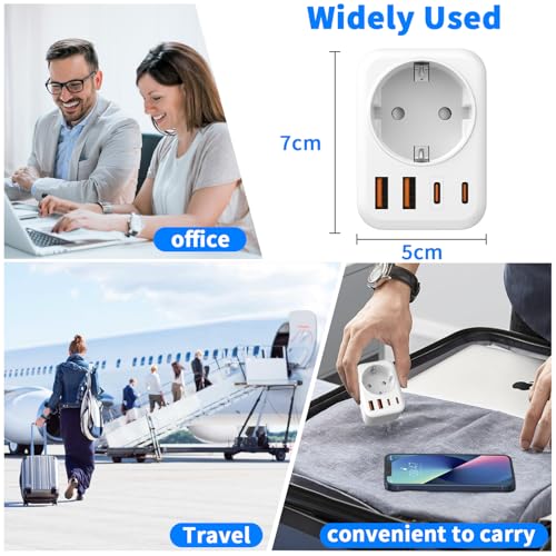 Adapter Südafrika Steckdose, 5 in 1 Reiseadapter Südafrika mit 1 AC & 2 USB-C & 2 USB-A(3.4A), Reiseadapter für Südafrika Steckdose Typ M, für Südafrika, Namibia,Botswana, Südafrika, Lesotho,Bhu