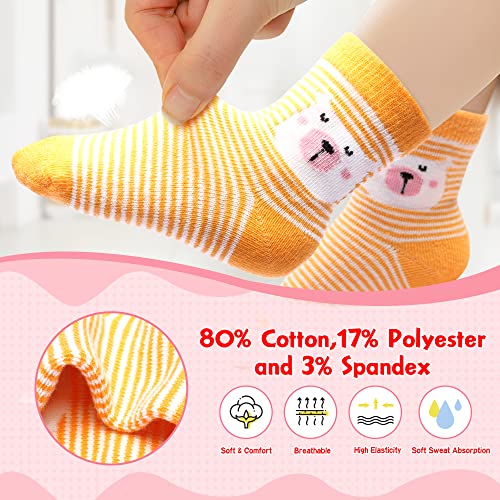 12 Pack Non Slip Kids Toddler Baby Socks with Grips for 1-7 Years Boys Girls Cotton Crew Socks Multi Colors3