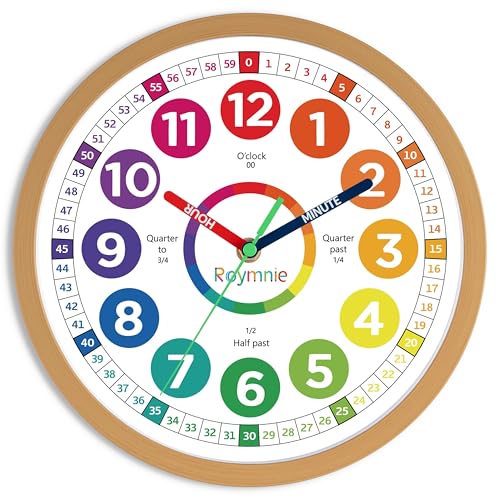 14 inch kids wall clock learning to tell time