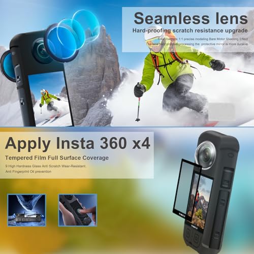 YOWOLF Insta360 X4 Kamera Schutz-Set – 2 Objektivschutz, Silikonhülle, Displayschutzfolie, Hartschalen-Transportbox mit Verschluss (weiß, größer & extra hart)