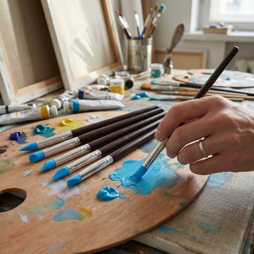 BESTonZON 5pcs Artist Paint Brush Set Silicon Brushes for Painting Masking Fluid Clay Molding, Silicone Sculpting Tools Clay Carving Tools Paint Color Silicone Brush Matching Tool for DIY Handicraft by BESTonZON - Used condition - Image 2