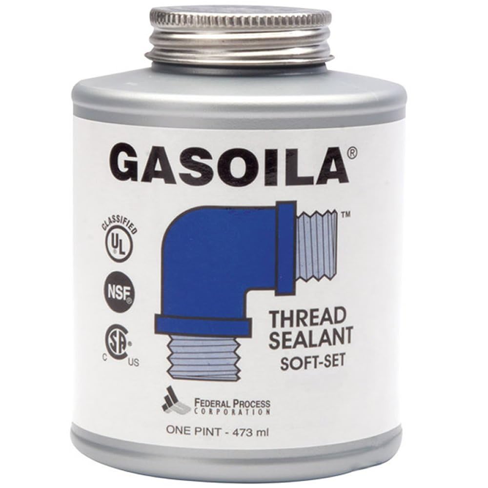 Gasoila - SS16 Soft-Set Pipe Thread Sealant with PTFE Paste, Non Toxic, -100 to 600 Degree F, 1 Pint Brush