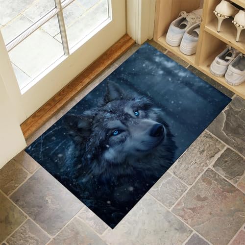 Alfombra de entrada con diseño de lobo para un hogar limpio y sin tropiezos 2