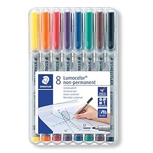 Staedtler Lumocolor 315 WP8 universele pen, niet-permanent, sneldrogend, afneembaar, navulbaar, lijndikte M – ca. 1 mm…