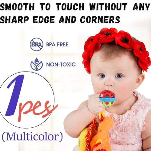 Image of Graphene Rattle Ball Non-Toxic Teether for Infants Babies Shaking Baby Ball Bath Toy Early Development Toy for New Born Infants (Multicolor) (Pack of 1)