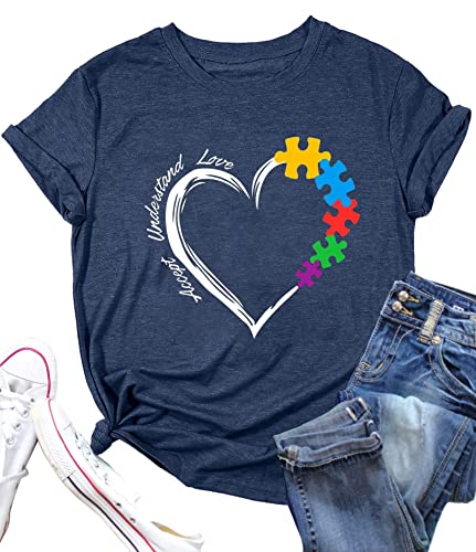 Be Kind Shirts for Women Autism Awareness T Shirts Autism Support Love Shirt Casual Graphic Tees Gifts