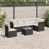 INLIFE Salon de Jardin 7 pcs avec Coussins Noir résine tresséeMeubles,Mobilier de Jardin,Salons de jardin 133.98 lb Noir 70023