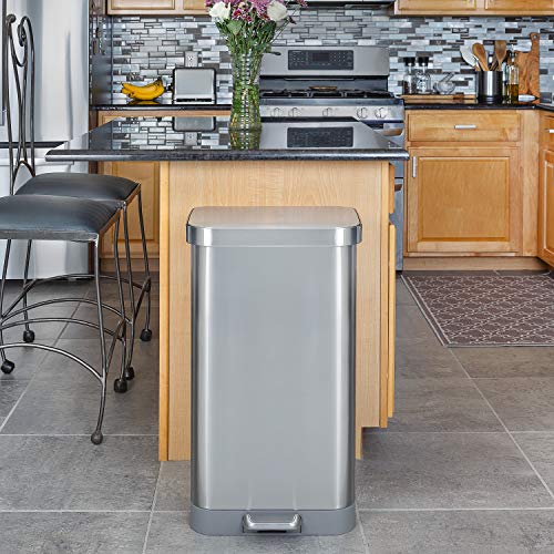Glad Stainless Steel Step Trash Can With Clorox Odor Protection | Large Metal Kitchen Garbage Bin With Soft Close Lid, Foot Pedal And Waste Bag Roll Holder, 20 Gallon, All Stainless #TOP6