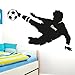 Wandaro Wandtattoo Fußballspieler Wunschname I schwarz (BxH) 58 x 37 cm I Fußball Aufkleber Ball Kinderzimmer Wandaufkleber Junge Wandsticker Sticker E038