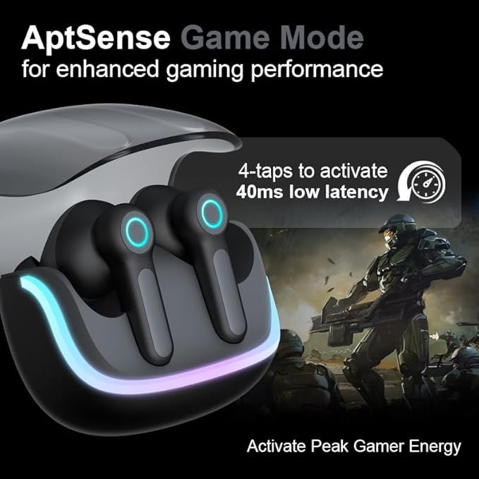 G07 Wireless Earbuds with RGB LED Light Gaming Earbuds with 40ms Low Latency Dual Game and Music Mode Earphones Wireless Headphones with 40 Hours Worktime IPX5 Waterproof (Black) image 2