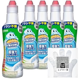 スクラビングバブル (Scrubbing Bubbles) トイレ掃除 超強力トイレクリーナー 400g×5本 お掃除用手袋つき トイレ洗剤 黒ずみ トイレ 掃除 除菌 洗浄 まとめ買い 洗剤