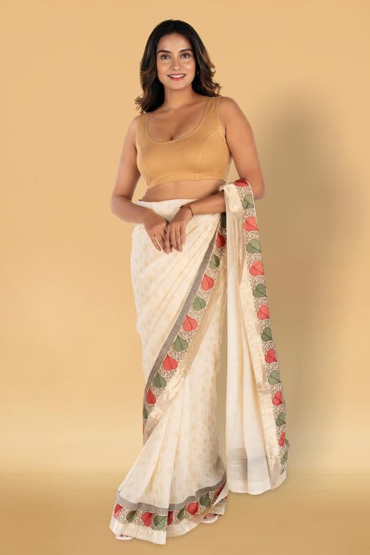 Image of Abhi Cotton Readymade Saree Blouse for Women- Sleeveless, U-Neck, Regular-fit, Stretchable, Pull-on Style