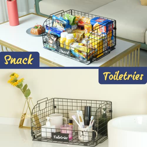 Stackable XXL Wire Baskets for Kitchen Storage - Set of 4