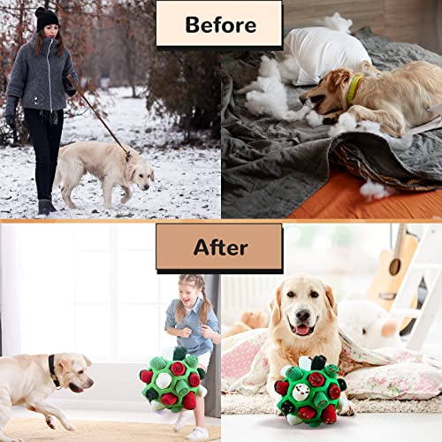Larimuer Schnüffelball für Hunde, Schnüffelteppich Schnüffelspielzeug Interaktive Hundespielzeug tragbarer Haustier Snuffle Ball Toy für Kleine Mittelgroße Hunde Haustier (Grüne Weihnachten)