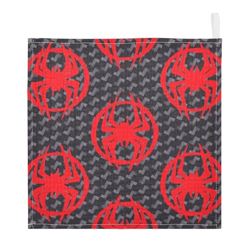 Image of vvfelixl Red Spiders Silhouettes Baby Burp Cloths Baby Muslin Washcloths for Boys Girls Cotton Baby Face Towel for Newborn Infants Soft and Absorbent 11.8 X 11.8 in, 5 Pack