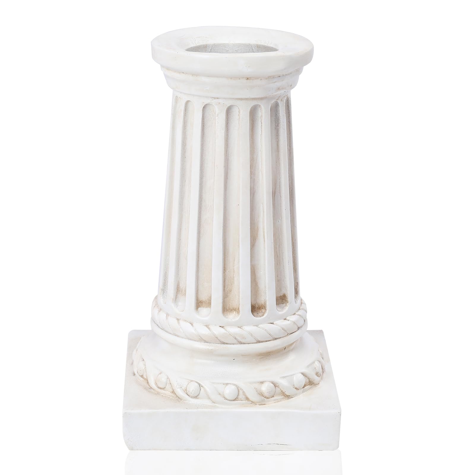 VCUTEKA Gazing Ball Stand, Roman Column Gazing Globe Stand for 8-10 Inch Garden Gazing Globe, Indoor/Outdoor Décor Accessories, White 9.6" H