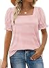 Blusa para mujer de verano, manga con volantes, cuello cuadrado 2