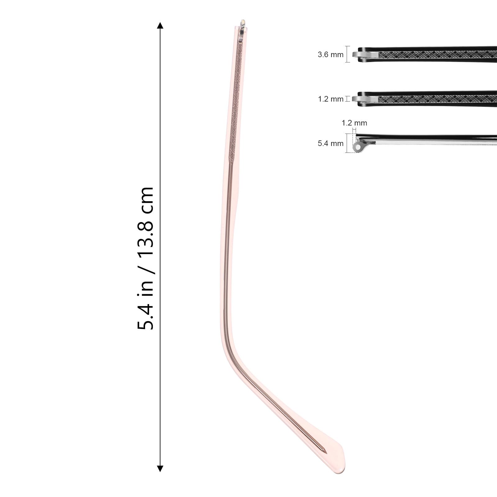 UKCOCO 1 Pair Glasses Arm Replacement: Spectacle Arms Replacement Universal Metal Glasses Temple DIY Temples for with Accessories(Rose Gold) - Image 2