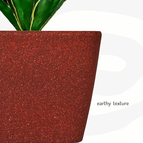 Image of Eha Set of 2 Earth-Friendly Daisy 7 inch Self-Watering pots and Planters | Bamboo Based | UV Protected | for Indoor, Home Decor, Outdoor, Balcony & Garden | Coral