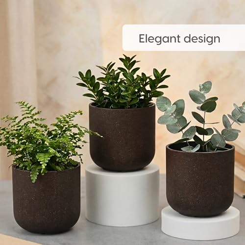 Image of Eha Earth-Friendly Terrapod Planters for Home Decor | 3.5 Inch, Pack of 4 | Small Plant Pot Made with Rice Husk Biocomposite | Flower Pot for Living Room | Coffee