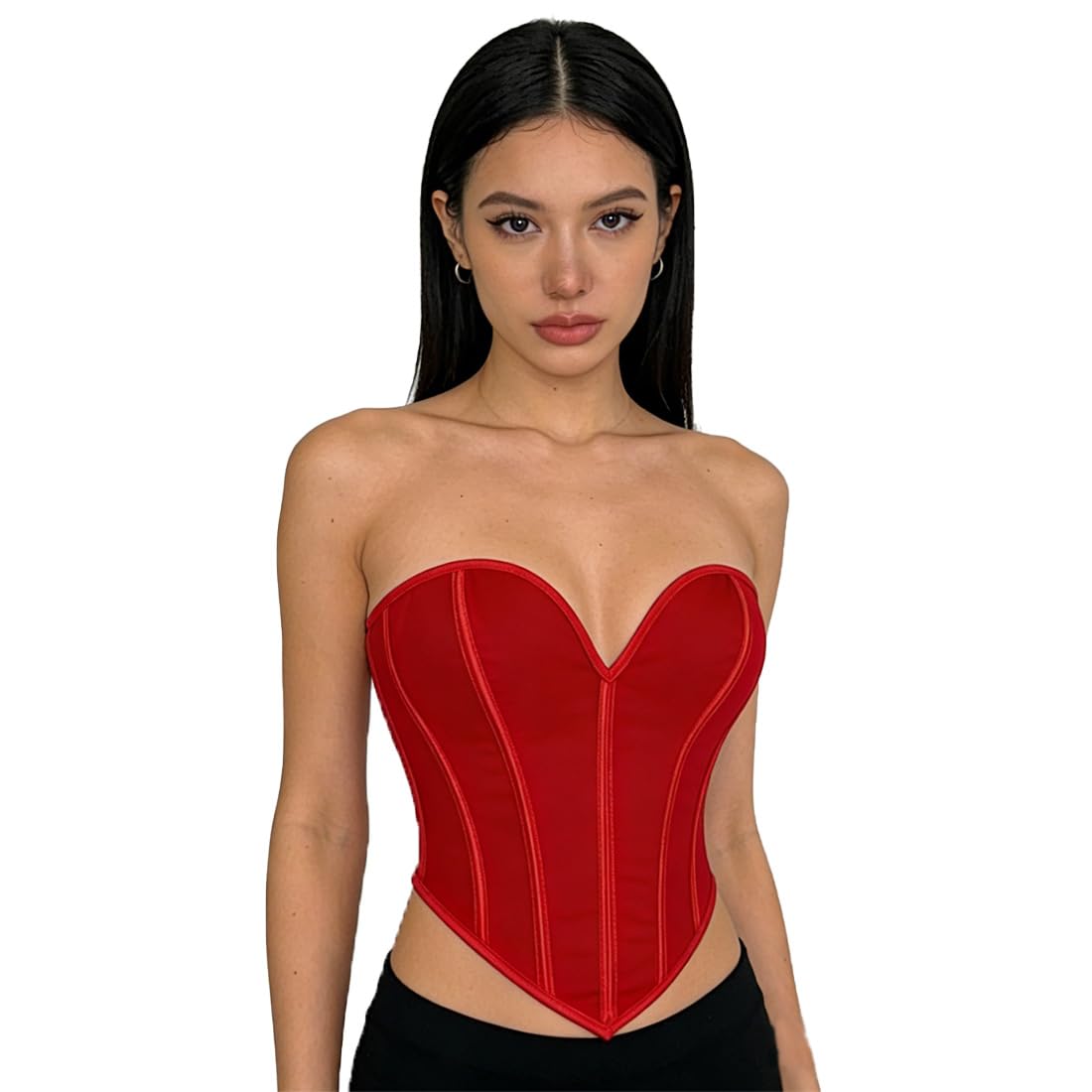 Harssidanzar RL031EU - Corsé sexy sin tirantes para mujer, con diseño de espiga, ajustable en la parte trasera