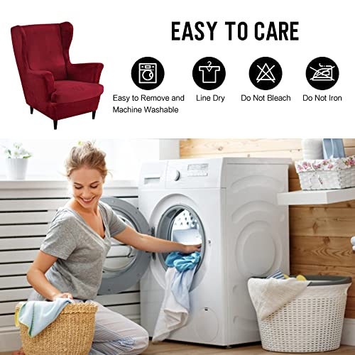 Fundas elásticas para Silla Mingfuxin Wingback Juego de 2 Protector de Muebles Lavable 8