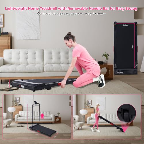 Image of Walking Pad with Incline and Handle Bar, Portable Treadmill for Home Small, Electric Walking Pads Treadmills with Handles, Compact Treadmills with Incline for Small Spaces, 3.0HP, 0.6-7.6MPH, 350LBS