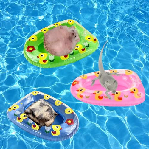 Image of Pet Supplies Turtle Bath Float Bath Hub Toys with Inflatable Reptile Bathing Swimming Pool 3 Colors Float Ring for Turtle Leopard Gecko Cage Accessories Photo Shoot Toy (3 pcs)